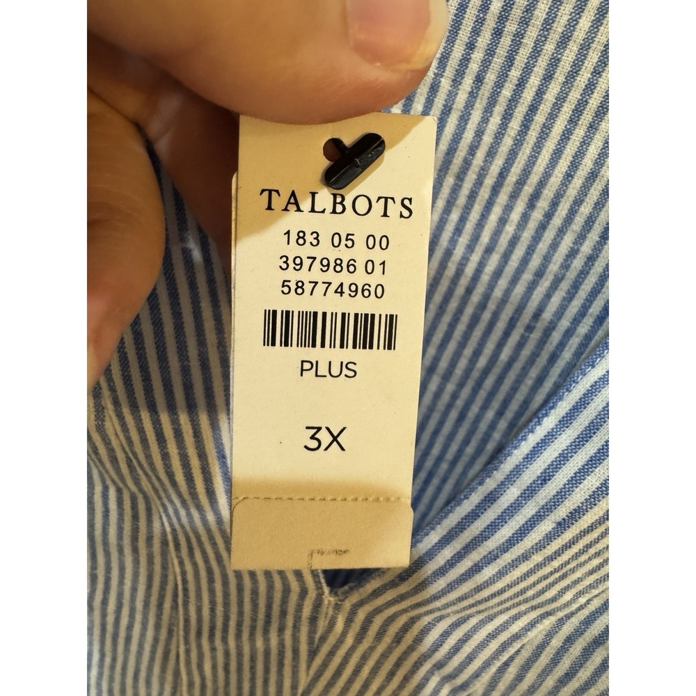 Talbots NWT Linen Blend Dress Oyster Striped Kaftan Size 3X Retail $189 - Picture 4 of 10